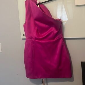 House of CB London hot pink L+ one shoulder ayelen dress